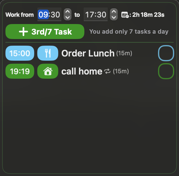 Daily tasks placeholder